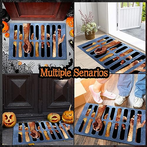 Eyccier Halloween Door Mat 3D Horror Clown Sewer Doormat Non-slip Washable Illusion Rug Foldable Doormat Bath Mat Halloween Decorations 31.5x19.7