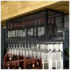 Ceiling-Mounted Wine Glass Holder Glass Wine Glass Holder Metal Wrought Iron Household Goblet Bracket Kitchen or Office Tableware Floating Bottle