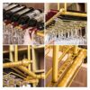 SUCHETA Hanging Wine Rack with Glass Holder and Shelf, Wall Mounted Gold Wine Rack Ceiling Storage Bottle Rack Wine Goblet Rack Upside Down Bar (