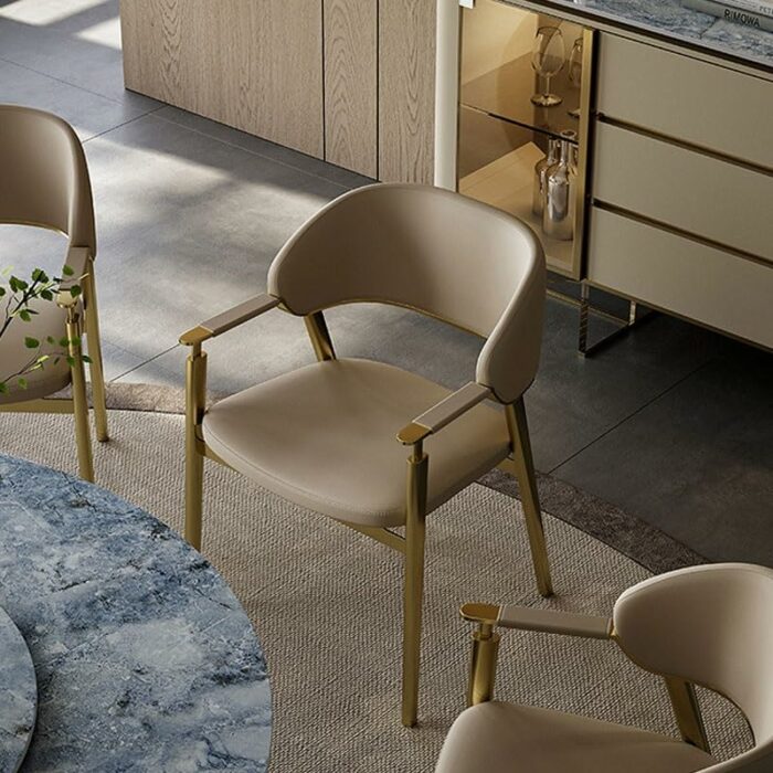 LUKEO Metal Chairs Dining Room Comfortable Armrests Relaxing Chair Adults Furniture