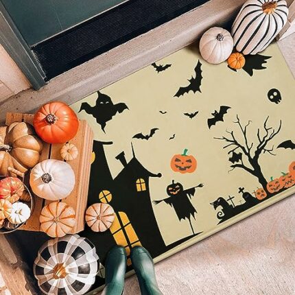 Alishomtll Halloween Decor - Halloween Door Mat Outdoor for Front Door, Halloween Doormat for Outdoor Entrance, Durable Halloween Rug Beige Entry