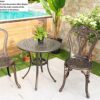 YSGLIFE Garden Outdoor Round Table Cast Aluminium Dining Coffee Tables Waterproof Sturdy Durable Balcony Patio Furniture Bistro Sets (One Table)