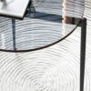 Artloge Round Side Table Tempered Glass: Modern Accent Tables Circle Diameter 50cm Bedside Tables Grey Tinted Tempered Glass Top with Black Metal