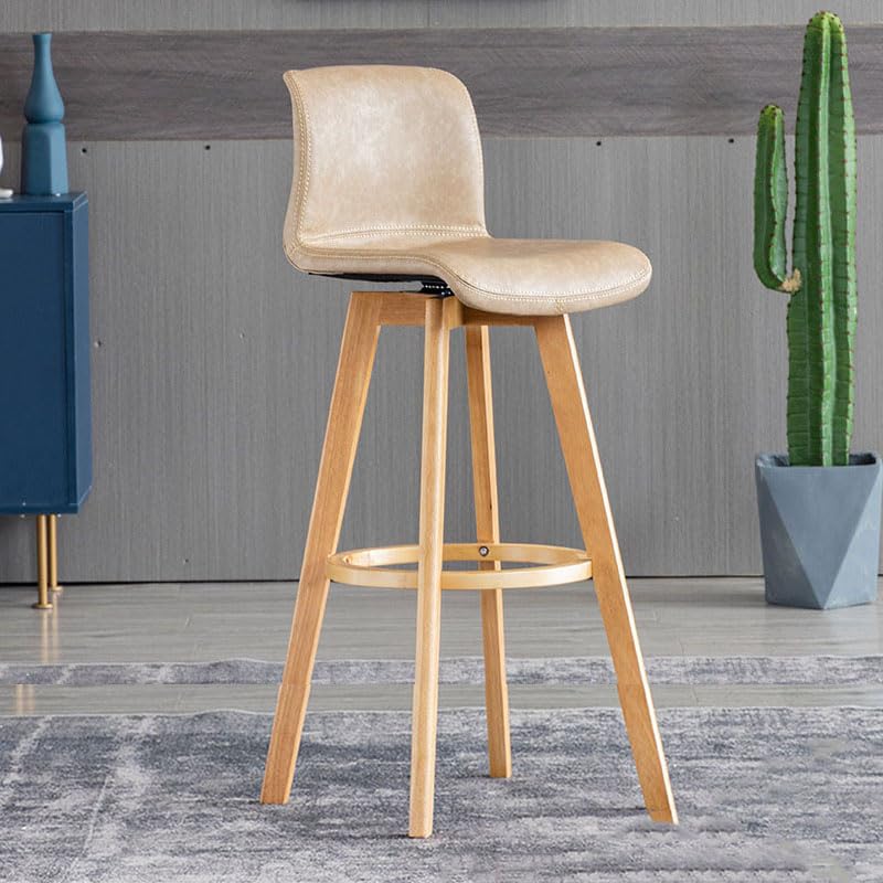 N/A Bar Stools Set of 2, Swivel Bar Chair Rubberwood High Stools, with Upholstered Backrest Seat & Footrest, for Kitchen Counter Dining Room Isla