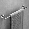 Hallyware Round Base Single Towel Bar SUS 304 Stainless Steel 60 cm/24 inches Towel Rails Rack for Kitchen and Bathroom Wall Mounted,Mirror Polis