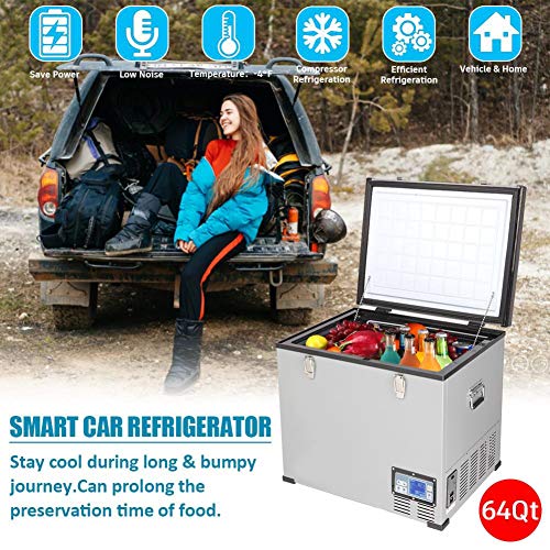 SDFGH 12/24V 60L Portable Car Refrigerator Freezer Multi-Function Dual-Use Cooler Warmer Thermoelectric Mini Fridge
