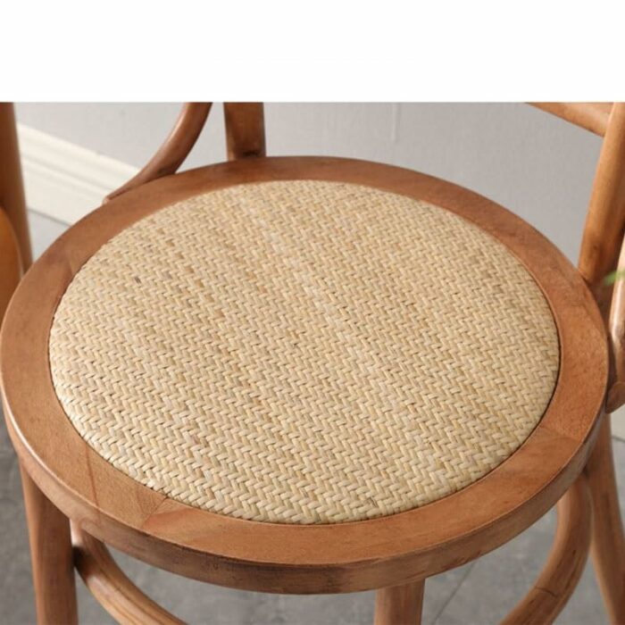 JJZXD Solid Wood Dining Chair Rattan Weaving Backrest Stool Living Room Chair Retro Nostalgia Home Furniture