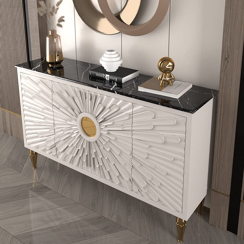 LUKEO Cabinet Minimalist Villa Decoration Locker Solid Wood Wine Cabinet Nordic Marble Side Cabinet