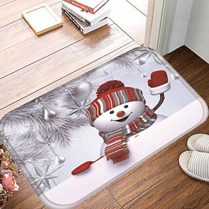 Mcree Christmas Doormat Welcome Mat, Santa/Snowman/Snowflake Doormat, Non Slip Washable Indoor Outdoor Entrance Bathroom Floor Mats Xmas Party De