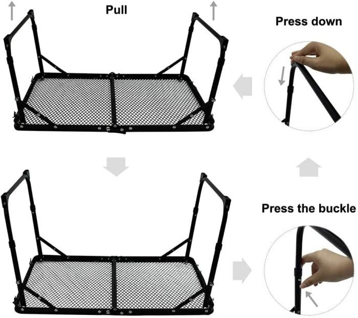 TIYASTUN Camping Table Small Folding Table Small Picnic Table Foldable Table BBQ Table Adjustable Height Table Mesh