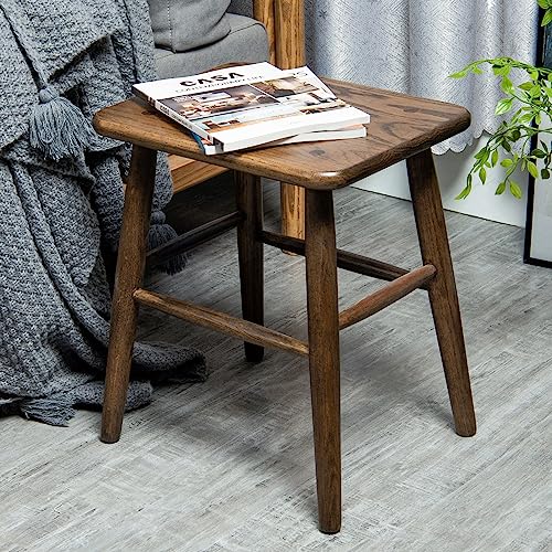 Cttasty Wood Stool, Set of 2 Wood Small Side Table, Wood Plant Stool, Wood Bar Stools, Wood Vanity Stool, Sofa End Table, 15.75" L*11.81" W*18.11
