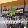 EYLINK Bar Unit Floating Shelves Wall-Mounted Wine Racks, Wine Bottle Holder Ceiling Hanging Metal Iron Wine Glass Rack Goblet Stemware Racks Hom