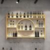 EYLINK Modern Metal Wall Mounted Wine Display Rack, Bar Unit Floating Shelves, Wall-Mounted Wine Racks, Glass Rack Iron Display Stand Wine Holder