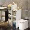 Bathroom Floor Cabinet With Storage Drawers Tower Large Capacity Slim Toilet Paper Storage Cabinet With Wheels Narrow Dresser Tower For Small Spa