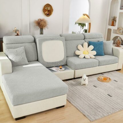 OKYUK High Stretch Universal Sofa Slipcover, Wear-Resistant Sofa Cover 1 Piece, L Shape Sectional Couch Covers, Separate Cushion Couch Chaise Cov