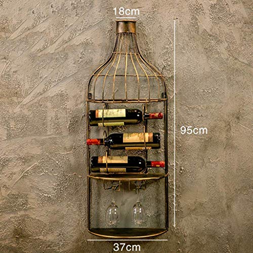 OUSIKA Wine Racks,Vintage Industrial Wind Bar Wine Bottle Rack | Decorative Wrought Iron Wine Rack | Upside down Creative Wine Cabinet Restaurant