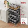 UMDONX Vegetable Storage Rack,kitchen Trolley,Vegetable Trolley on Wheels,4 Tier Kitchen Vegetable Storage Trolley Black Metal 15.4"*12.2"*34.44"