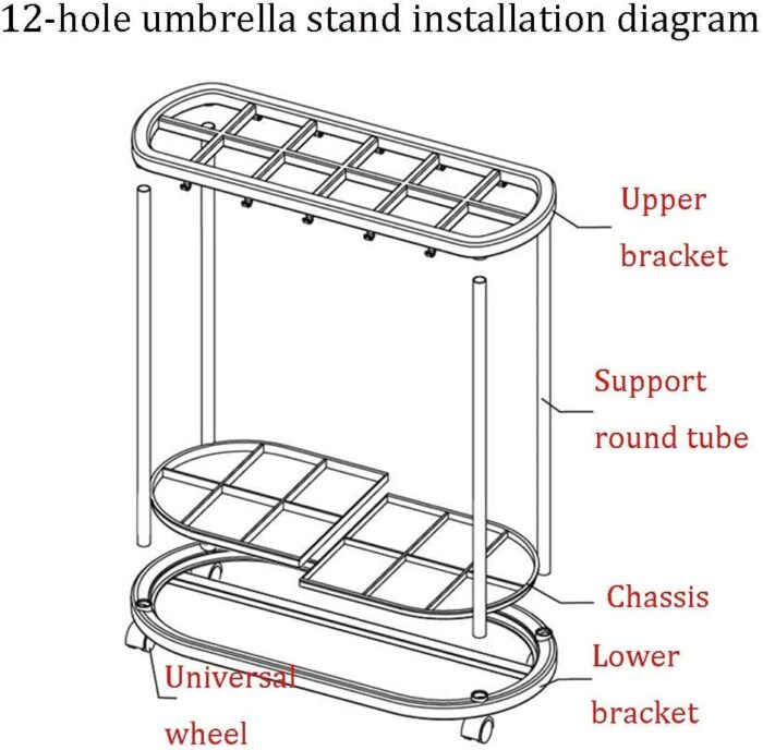 XHALERY Umbrella Rack Stand, Umbrella Holder,Umbrella Stands Umbrella Stand, 12 Holes And 10 Hooks Umbrella Drain Stand, Can Store Long And Short