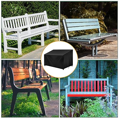 Raweao 2 Seater Garden Bench Cover Waterproof, Weatherproof Patio Bench Seat Cover Outdoor, 500D Oxford Heavy Duty Garden Loveseat Cover for Sofa