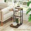 rattantree C Shaped Side Table,End Table with Wheels for Sofa and Bed,C Bedside Table with Storage,for Small Space, Living Room, Bedroom
