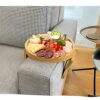 Esoes Sofa Armrest Clip Tray, Recliner Armchair Bamboo Organizer Tray Foldable Couch Arm Clip Table for Remote Controls/Drinks/Snacks