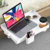 SOLEJAZZ Bedside Shelf for Bed, Foldable Bunk Bed Shelf Clip On Nightstand Tray College Dorm Room Table Caddy with Cup & Cord Holder for Top Bunk