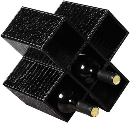 PIBM European Style Decoration Wine Rack Wine Cabinet Decoration Creative Lattice Bottle Rack Flexible Placement J111, Black , 27.5×20×28cm