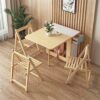 Shykey Folding Table, Kitchen Dinner Table, Rectangle Wood Drop Leaf Table with Storage Rack and 2 Drawers, for Small Space Dining Table for Kitc