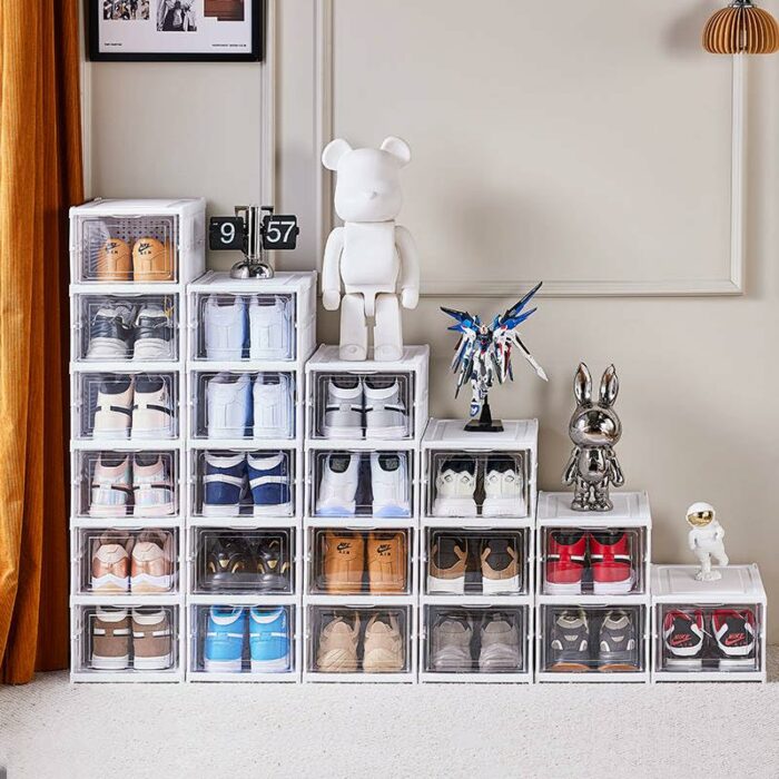 HMA Pro Shoe Organizer 6-tier Foldable Plastic Shoe Organizer, Foldable Plastic Shoe Storage Boxes Or Sneaker Storage Boxes, No Installation Requ
