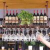 EMISOO Bar Unit Floating Shelves Wall-Mounted Wine Racks, Wine Bottle Holder Ceiling Hanging Metal Iron Wine Glass Rack Goblet Stemware Racks (Co