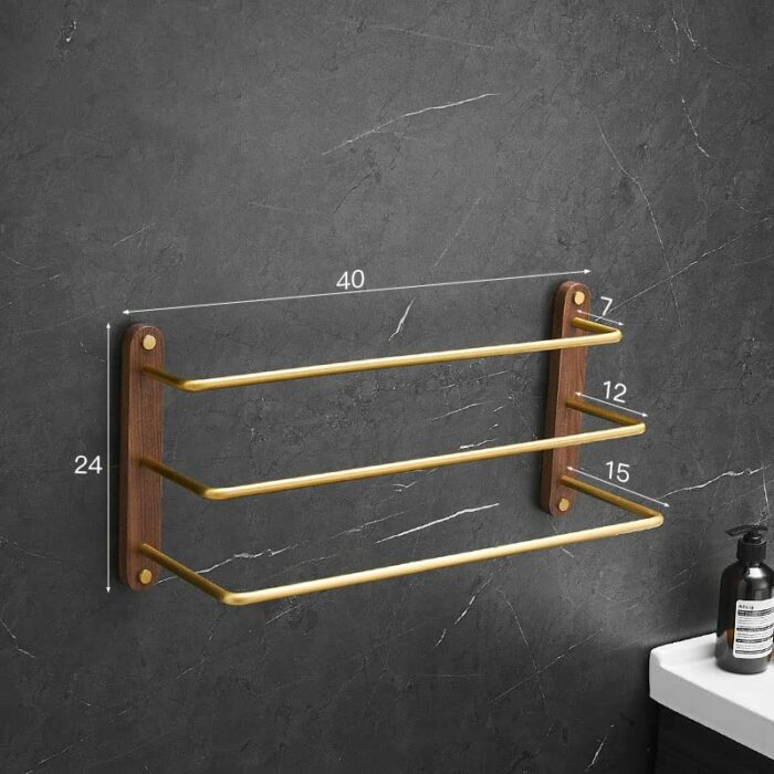 TBIIEXFL Bathroom Aluminum Towel Hanger Mounted Towel Rack Wood Towel Bar Rail Bathroom Accessories (Color : D, Size : 40cm)