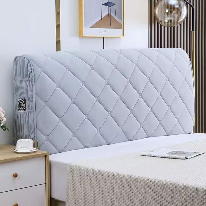 SUCHETA Velvet Bed Headboard Slipcover Full Queen California King Size Bed, Stretch Bed Headboard Cover Soft Dustproof Protector (Color : F, Size