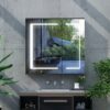 LUMIRRORS® LED Bathroom Mirror Cabinet with Shaver Socket Lights 65x60 cm 2-door Dimmer Matt Black Aluminum Touch Switch Antifog Adjustable Shelv