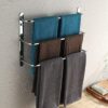 bathroom towel rack Towel Rail Chrome 304 Stainless Steel Heavy Duty Towel Bar Wall Mounted Towel Holder with 3 Rod Storage Rack for Bathroom Kit