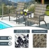 COSTWAY 3 Piece Rattan Furniture Set, Sectional Patio Bistro Set with 2 Armchairs and Coffee Table, Outdoor Wicker Weave Conversation Table Chair