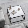 SAYGOER Black Coffee Table Small Square Coffee Tables Simple Modern Center Table for Living Room Home Office 27.6 * 27.6 * 15.7Inch, Easy Assembl