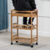 SLNFXC Removable Dining Cart 3-tier Dining Cart Small Living Room Cart Kitchen Storage Rack (Color : Argento, Size : 81CM*53CM)
