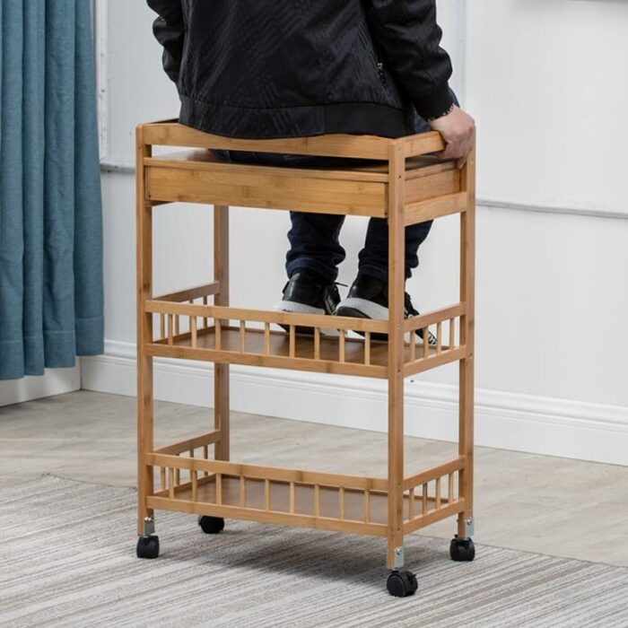 JYDQM Removable Dining Cart 3-tier Dining Cart Small Living Room Cart Kitchen Storage Rack (Color : Argento, Size : 81CM*53CM)