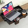 SOLEJAZZ Bedside Shelf for Bed, Foldable Bunk Bed Shelf Clip On Nightstand Tray College Dorm Room Table Caddy with Cup & Cord Holder for Top Bunk
