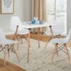FurniutreR Square 31.5 Inch Modern Side, White with Beech Round Wood Leg for Home Kitchen Room Dining Table