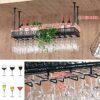 Wine Bar Wall Rack 24'', Hanging Bar Glass Rack Ceiling Bottle Holder Adjustable Decoration Shelf for Bar Kitchen Industrial