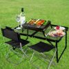 TIYASTUN Camping Table Small Folding Table Small Picnic Table Foldable Table BBQ Table Adjustable Height Table Mesh