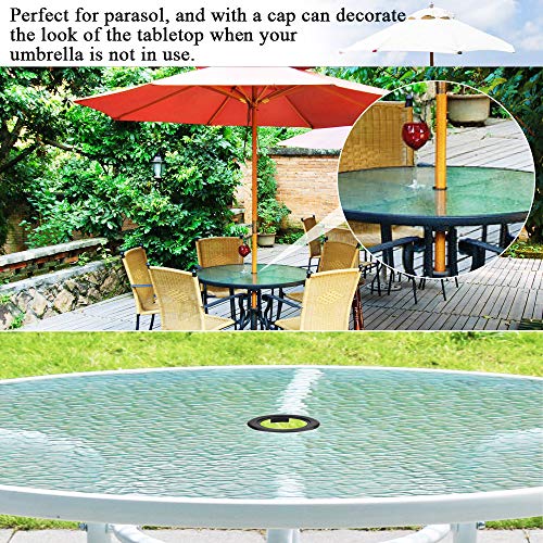 Favengo 2 Set Parasol Hole Rings Plastic Patio Umbrella Table Ring Standard Size Umbrella Hole Plug With 2 Pcs Decorative Tabletop Caps for Patio