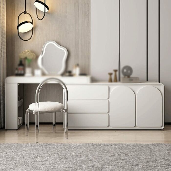 BVDSG Dressing Table Bedroom Storage Storage Cabinet Vanity Table Corner Retractable Wood Vanity