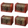 4 pieces mini wooden treasure chest, small wooden treasure chest, vintage treasure chest, wooden chest, antique design wooden chest