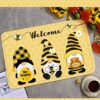 2 Pieces Bee Gnomes Welcome Door Mats Gnome Honey Bee Kind Summer Doormat Summer Kitchen Mat Bath Rug Floor Door Mats Non Slip Doormat Soft Runne