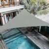 Triangle Sun Sail Shade Waterproof, 3m x 4m x 5m Grey Beige Right Angle Garden Canopy with 2 Colors 4 Sizes Optional, 3 Ropes, UV Block, Patio Su