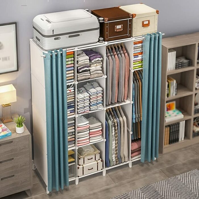 LUKEO Non Woven Wardrobes Bedroom Closets Storage Cabinet Wardrobes Armoire Wardrobe Furniture (Color : D, Size : 124x47x139cm)