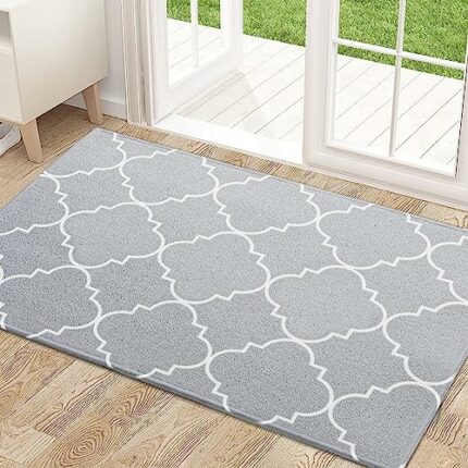 Indoor Door Mat, Non-Slip Rubber Front Door Mats Home Entrance, Trap Dirt Absorbent Floor Mat, Washable Inside Outdoor Welcome Rug, Low-Profile E