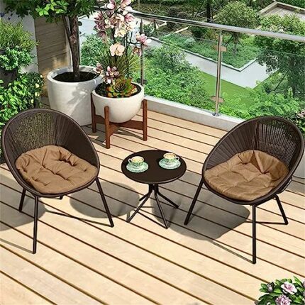 JHKZUDG 3 Piece Garden Furniture Set,Patio Furniture Sets Modern Bistro Set,with 2 Chairs And A Galvanized Steel Coffee Table, for Yard Balcony/L